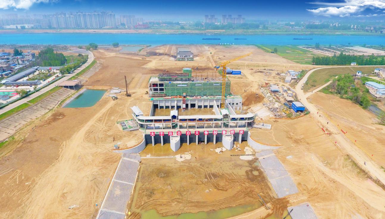 安徽水利蚌埠靚淮河龍子河口綜合樞紐布置工程。安徽建工集團供圖